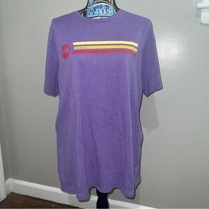 Gildan Purple Tee with Yellow and Red Stripes